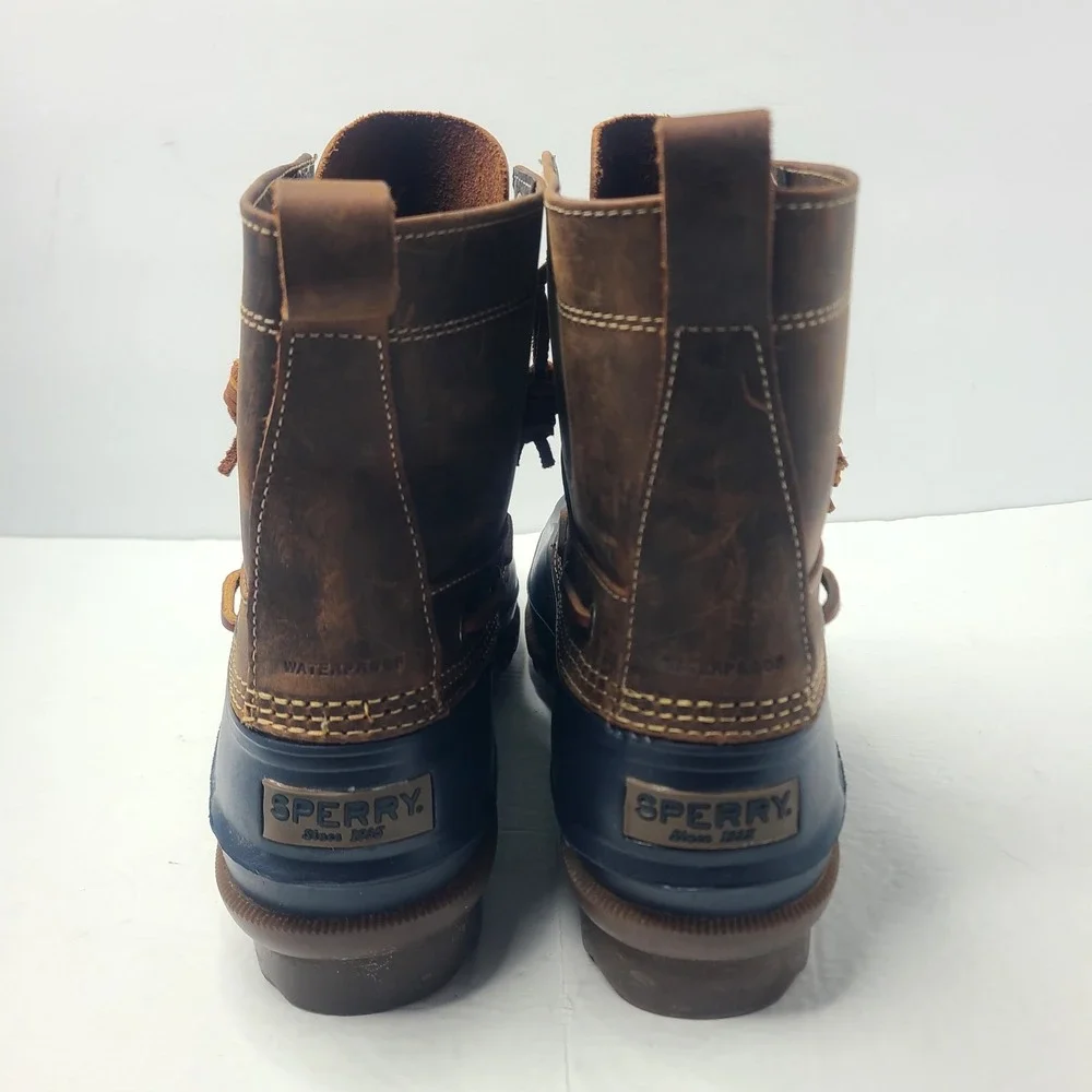 Sperry Top Sider Duck Decoy Boots Mens 12M Brown Navy Waterproof Leather